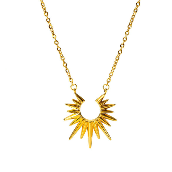 Wholesale Fashionable Titanium Steel Necklace With Sunflower Pendant And O Chain Vacuum Real Gold Electroplated In Pvd Furnace