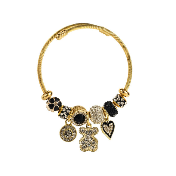 Wholesale Fashionable Unisex Heart Pattern Diamond Stainless Steel Adjustable Bracelet