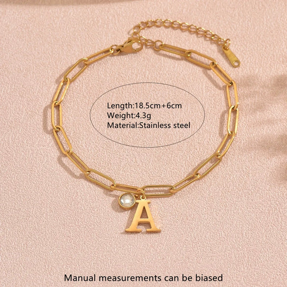 Wholesale Fashionable Women's Stainless Steel Electroplated Letter And Number Zircon Bracelet