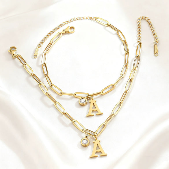 Wholesale Fashionable Women's Stainless Steel Electroplated Letter And Number Zircon Bracelet