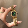 Wholesale Fashionable Women's Watch With Gold Steel Band Round Dial Diamond Studded Alloy Case Stainless Steel Buckle