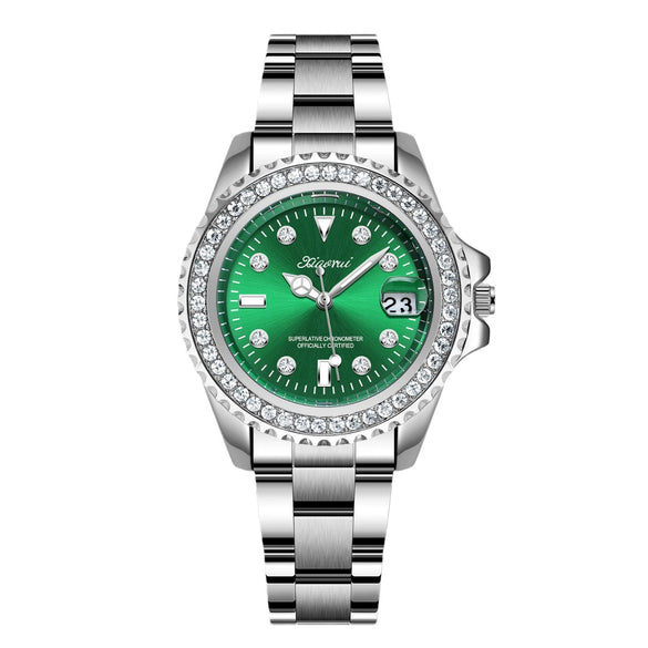 Wholesale Fashionable Women's Watches With Alloy Case And Strap Mineral Reinforced Glass Mirror Spiral Crown Doublesided Button Buckle Printed Logo Waterproof