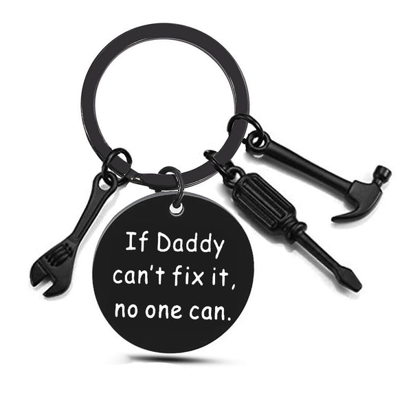 Wholesale Father's Day Keychain Stainless Steel Modern Art Round Hammer Screwdriver Wrench Tool Design