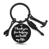 Wholesale Father's Day Keychain Stainless Steel Modern Art Round Hammer Screwdriver Wrench Tool Design