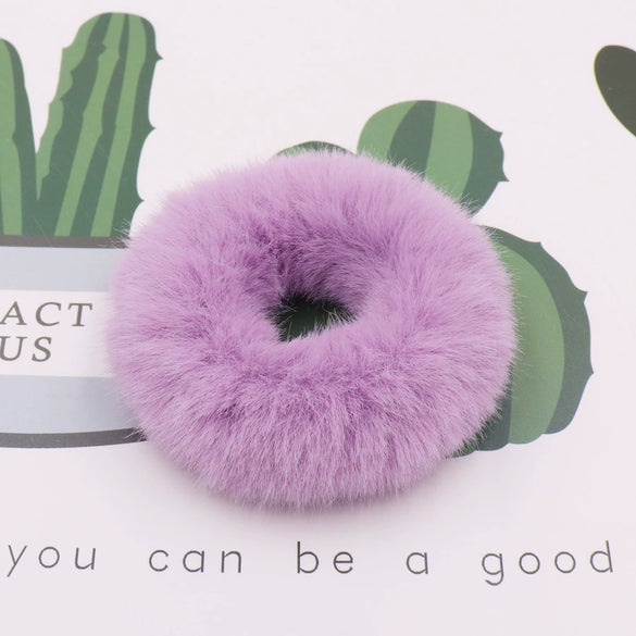 Wholesale Faux Mink Fur Handmade Minimalist Solid Color Hair Rope Hair Band Hair Tie Headdress For Autumn And Winter
