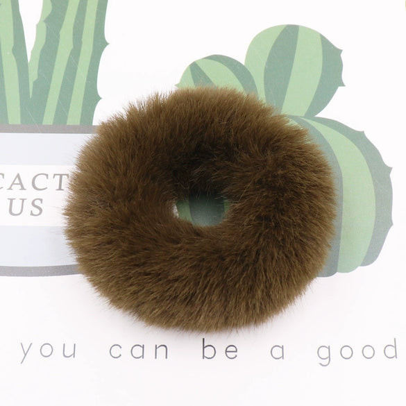 Wholesale Faux Mink Fur Handmade Minimalist Solid Color Hair Rope Hair Band Hair Tie Headdress For Autumn And Winter