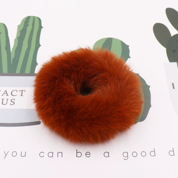 Wholesale Faux Mink Fur Handmade Minimalist Solid Color Hair Rope Hair Band Hair Tie Headdress For Autumn And Winter