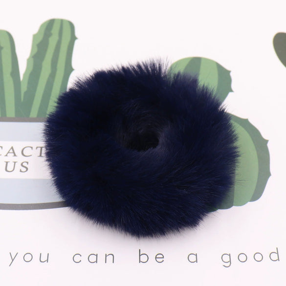 Wholesale Faux Mink Fur Handmade Minimalist Solid Color Hair Rope Hair Band Hair Tie Headdress For Autumn And Winter