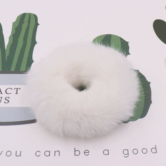 Wholesale Faux Mink Fur Handmade Minimalist Solid Color Hair Rope Hair Band Hair Tie Headdress For Autumn And Winter