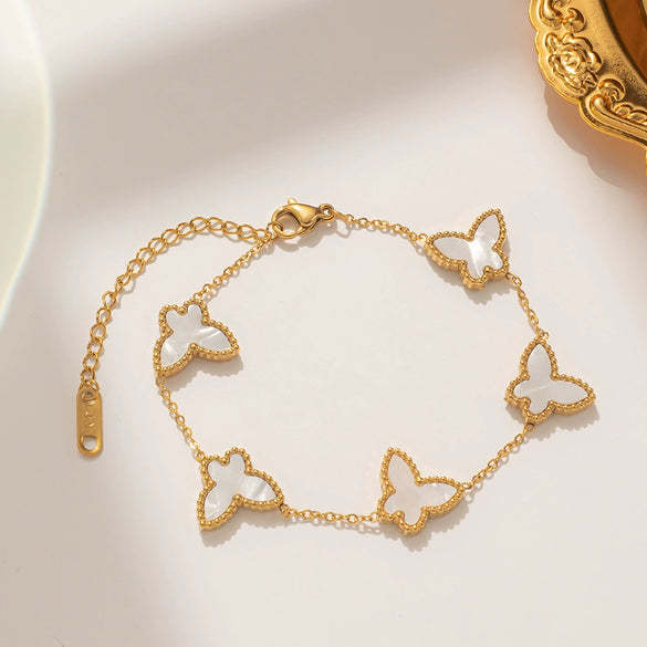 Wholesale Female Butterfly Design Titanium Steel Bracelet With Gold Inlaid For Fashion And Personality