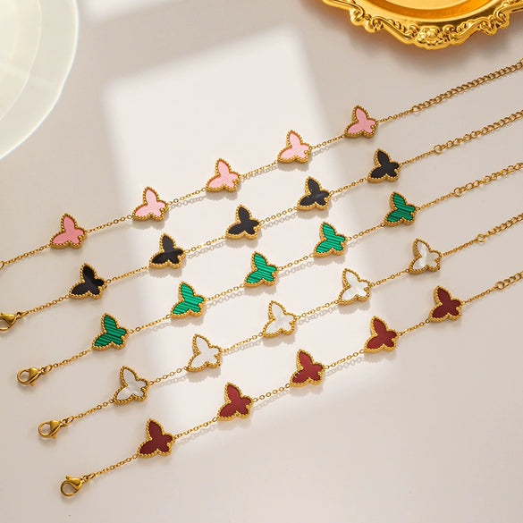 Wholesale Female Butterfly Design Titanium Steel Bracelet With Gold Inlaid For Fashion And Personality
