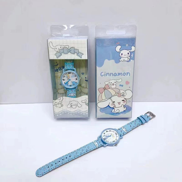 Wholesale Female Casual Alloy And Plastic Sanrio Kitty Heart Cartoon Quartz Watch With Spiral Crown And Pin Buckle