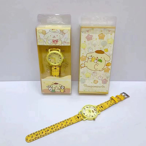 Wholesale Female Casual Alloy And Plastic Sanrio Kitty Heart Cartoon Quartz Watch With Spiral Crown And Pin Buckle