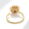 Wholesale Female Copper Electroplated Rotating Zircon Sunflower Geometric Ring For Decompression And Antianxiety