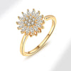 Wholesale Female Copper Electroplated Rotating Zircon Sunflower Geometric Ring For Decompression And Antianxiety