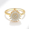Wholesale Female Copper Electroplated Rotating Zircon Sunflower Geometric Ring For Decompression And Antianxiety