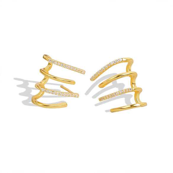 Wholesale Female Earrings S925 Sterling Silver With Arc Microinlaid Zircon