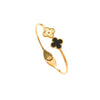 Wholesale Female Fashion Fourleaf Flower Titanium Steel Open Bracelet With Polishing Treatment And Nonfading Feature