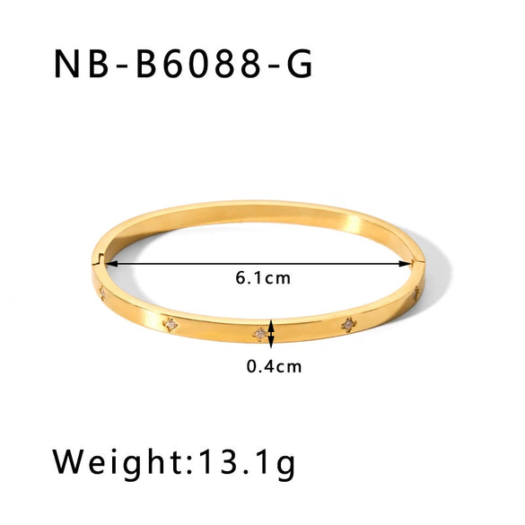 Wholesale Female Fashion Joker Zircon Stainless Steel Gold Plated Bracelet