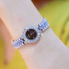 Wholesale Female Fashion Malachite Green Diamondencrusted Alloy Watch With Small Square Plate And Horseshoe Buckle
