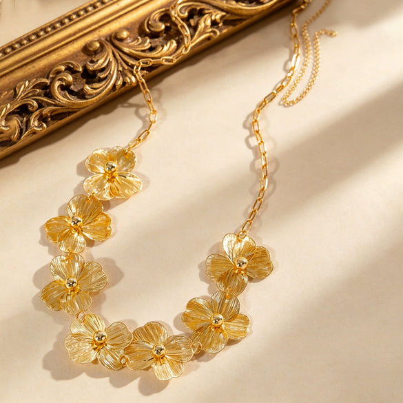 Wholesale Female Gold Zinc Alloy Flower Waist Chain Fashionable Versatile Dress Waist Accessory