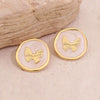 Wholesale Female Retro Butterfly Ear Studs In Medieval Style With Dripping Oil Process And Stainless Steel Material