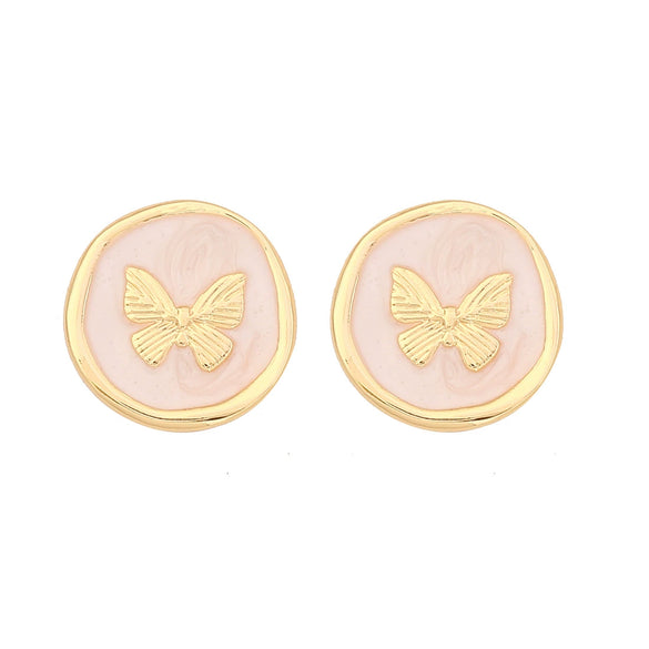 Wholesale Female Retro Butterfly Ear Studs In Medieval Style With Dripping Oil Process And Stainless Steel Material