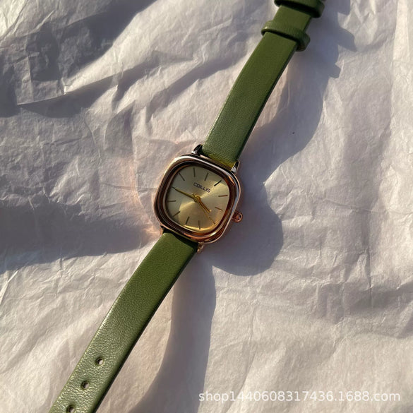 Wholesale Female Retro Square Alloy Case Ordinary Glass Mirror Leisure Student Watch