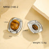 Wholesale Female Retro Style Oval Tiger Eye Stone Stainless Steel 18K Electroplated Earrings