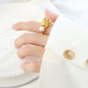 Wholesale Female Ring Brass Material Retro Flower Niche Design Inlaid Rubber Bead Electroplating Geometric Pattern