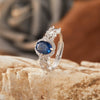Wholesale Female S925 Sterling Silver Natural Sapphire Geometric Ring Set With Gemstones Light Luxury Style