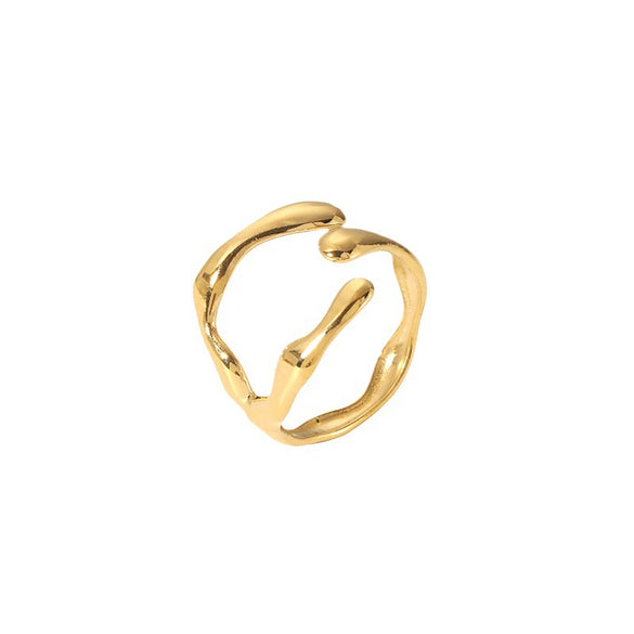 Wholesale Female Stainless Steel Ring With Geometric Pattern 18K Gold Non Fading Electroplated Niche And Personalized