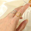 Wholesale Female Stainless Steel Ring With Geometric Pattern 18K Gold Non Fading Electroplated Niche And Personalized