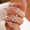 Wholesale Female Sweet Love Open Ring Two Piece Set In Alloy With Heart Shape And Electroplating