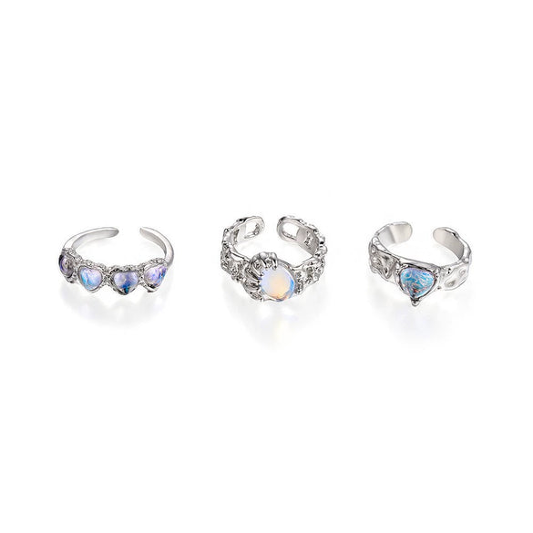 Wholesale Female Sweet Love Open Ring Two Piece Set In Alloy With Heart Shape And Electroplating