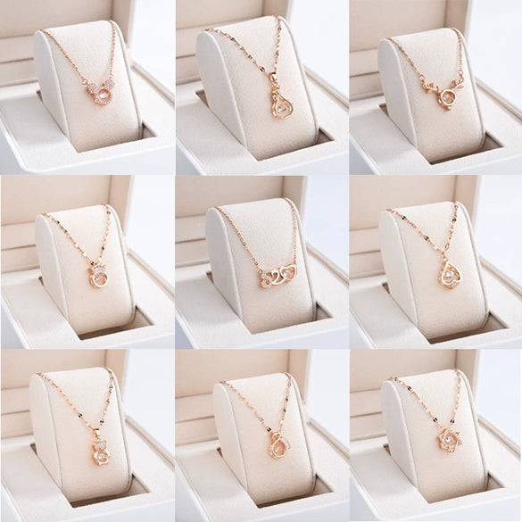 Wholesale Female Titanium Steel Clover Pendant Necklace With Geometric Pattern And Electroplating Treatment Twist Chain