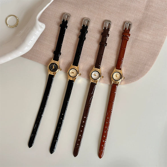 Wholesale Female Watch Metal Imitation Leather Strap Round Dial Fashion Simple Style