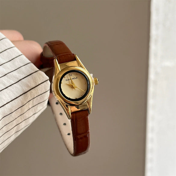 Wholesale Female Watch Metal Imitation Leather Strap Round Dial Fashion Simple Style