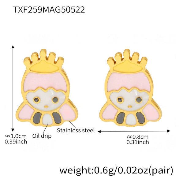Wholesale Ferris Wheel Cartoon Girl Princess Design Stainless Steel And Titanium Steel Electroplated Jewelry Set For Children And Unisex