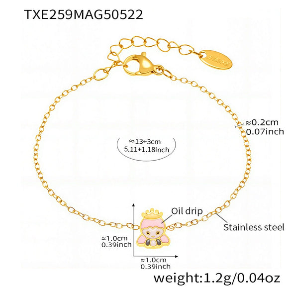 Wholesale Ferris Wheel Cartoon Girl Princess Design Stainless Steel And Titanium Steel Electroplated Jewelry Set For Children And Unisex