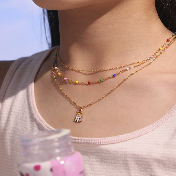 Wholesale Ferris Wheel Cartoon Girl Princess Design Stainless Steel And Titanium Steel Electroplated Jewelry Set For Children And Unisex