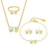 Wholesale Ferris Wheel Colorful Oil Dripping Bow Kids Jewelry Set Stainless Steel Enamel Glaze Geometric Electroplating
