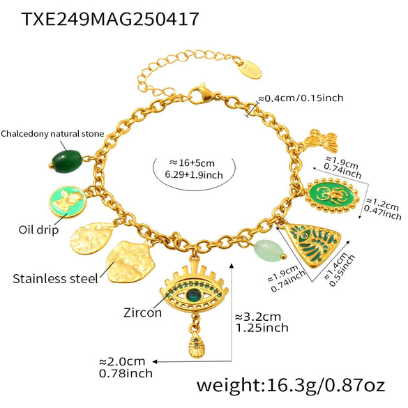 Wholesale Ferris Wheel Devil's Eye Multiaccessory Necklace And Bracelet Set For Women Fashion Stainless Steel And Titanium Steel Electroplated Jewelry