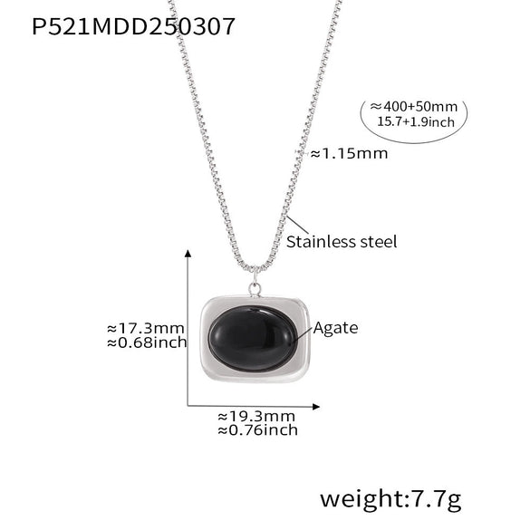 Wholesale Ferris Wheel Earrings And Necklace Set For Women Made Of Stainless Steel And Black Onyx With Titanium Steel Pendant And 18K Real Gold Electroplating