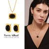 Wholesale Ferris Wheel Earrings And Necklace Set For Women Made Of Stainless Steel And Black Onyx With Titanium Steel Pendant And 18K Real Gold Electroplating