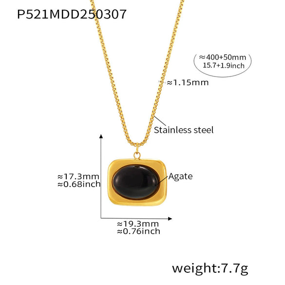 Wholesale Ferris Wheel Earrings And Necklace Set For Women Made Of Stainless Steel And Black Onyx With Titanium Steel Pendant And 18K Real Gold Electroplating