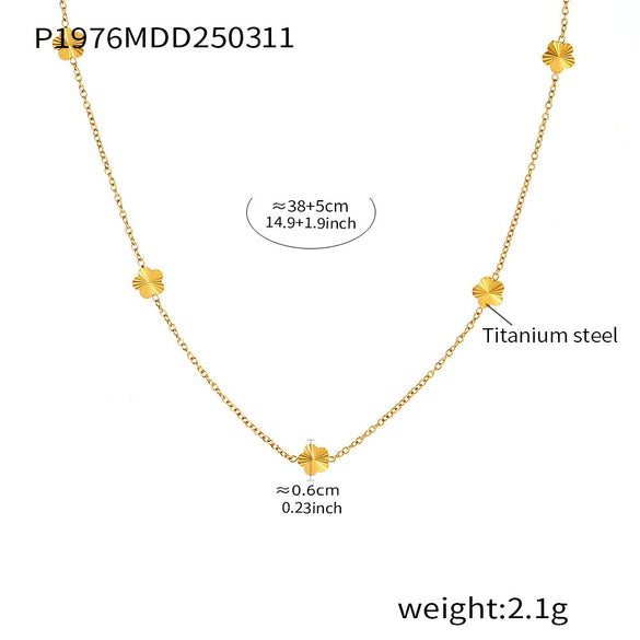 Wholesale Ferris Wheel Flower Clavicle Chain Earrings Set Elegant Fashion Jewelry Electroplated Stainless Steel