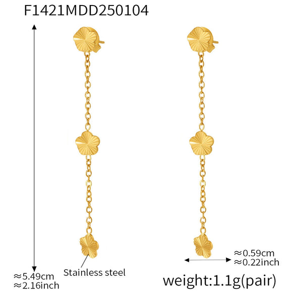 Wholesale Ferris Wheel Flower Clavicle Chain Earrings Set Elegant Fashion Jewelry Electroplated Stainless Steel