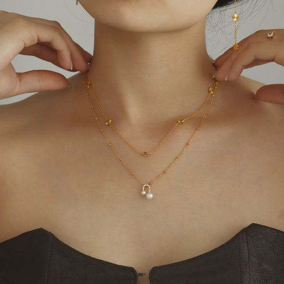 Wholesale Ferris Wheel Flower Clavicle Chain Earrings Set Elegant Fashion Jewelry Electroplated Stainless Steel