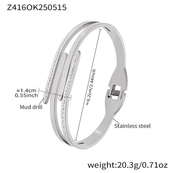 Wholesale Ferris Wheel Geometric Fashion Stainless Steel Zircon Goldplated Bracelet Hand Jewelry